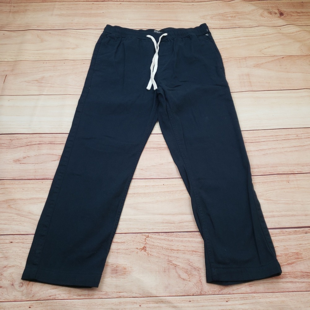 Rip Curl Straight Fit Pants Mens Small Navy Blue Cotton Drawstring 01BMPA Surf